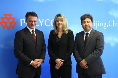 Polycom��̫�^(q��)�����ձȺ����������ޅ^(q��)����Hansjoerg Wagner (��һ)��Polycomȫ���N�ۈ�(zh��)�и�����Tracey Newell(����)��Polycom�Ї��^(q��)����(j��ng)�����(��һ)